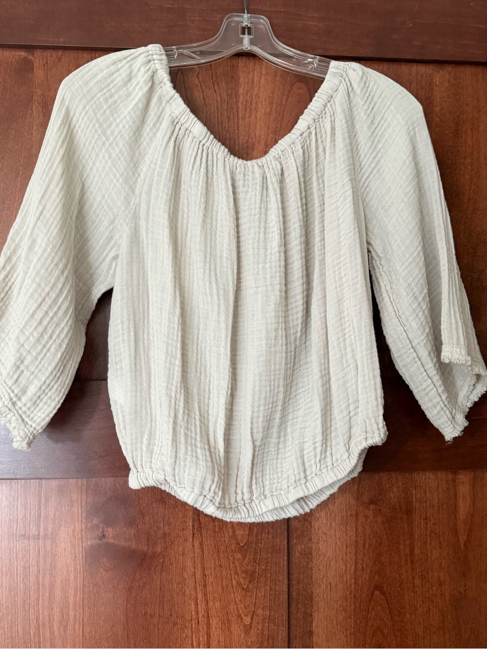 Michael Stars Light Cream Gauze Peasant Top - Relaxed Women's Blouse
